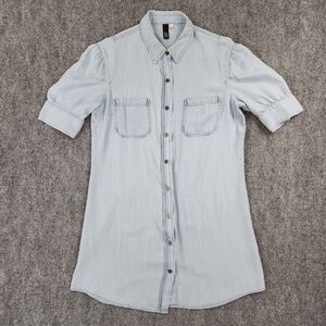 KUT From The Kloth Dress Womens Small Blue Chambray Sylvia Shirtdress Casual